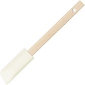 Spatel small wit met houten steel - pannenlikker klein - siliconen flessenlikker 32 mm - lengte 17 cm - wit