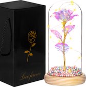Springos Roos - Valentijn - Rozen - LED - 22 cm - Goud/Kristal/Naturel - Warm wit