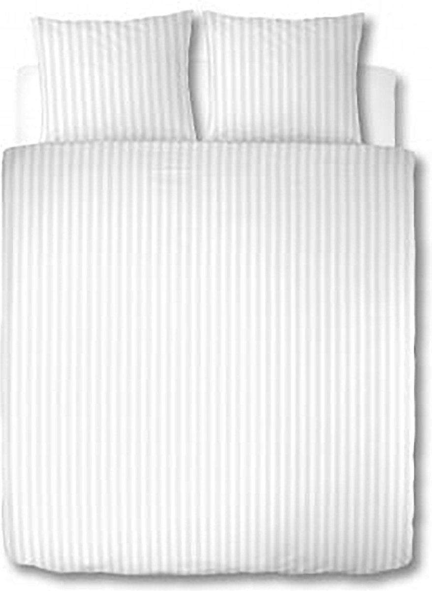 Dekbedovertrek Satijn Gestreept - Hotel Kwaliteit 230 TC - lits jumeaux - 240 x 200/220 cm - Wit