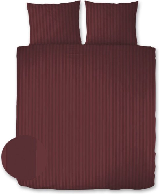 Housse de couette Satin Rayé - Qualité Hotel 230 TC - 2 personnes - 200 x 200/220 cm - Taupe