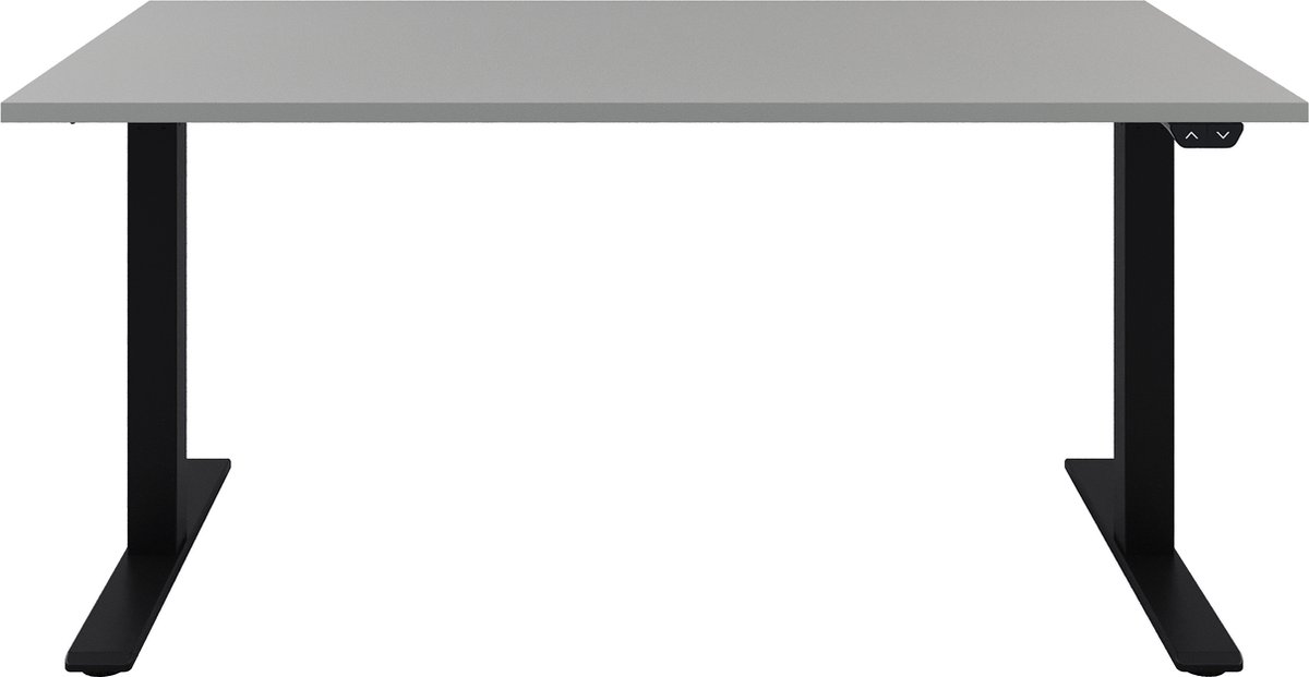 Zit sta bureau  Zit sta bureau elektrisch  Grijs bureaublad  Zwart onderstel  140 x 80 cm-- blad- onderstel- x80