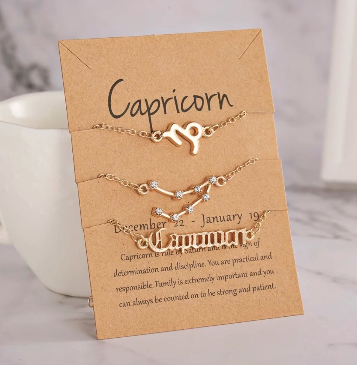 EmmyRovi | Trio sterrenbeeld Armband op Kaart | Zodiac Sieraden | Capricorn - Steenbok | Horoscoop Cadeau