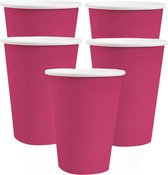 Santex feest/verjaardag bekertjes - 30x - fuchsia roze - karton - 270 ml