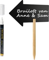 Bruiloft/ feest wegwijzer bord/pijl incl. witte krijtstift - H54 cm