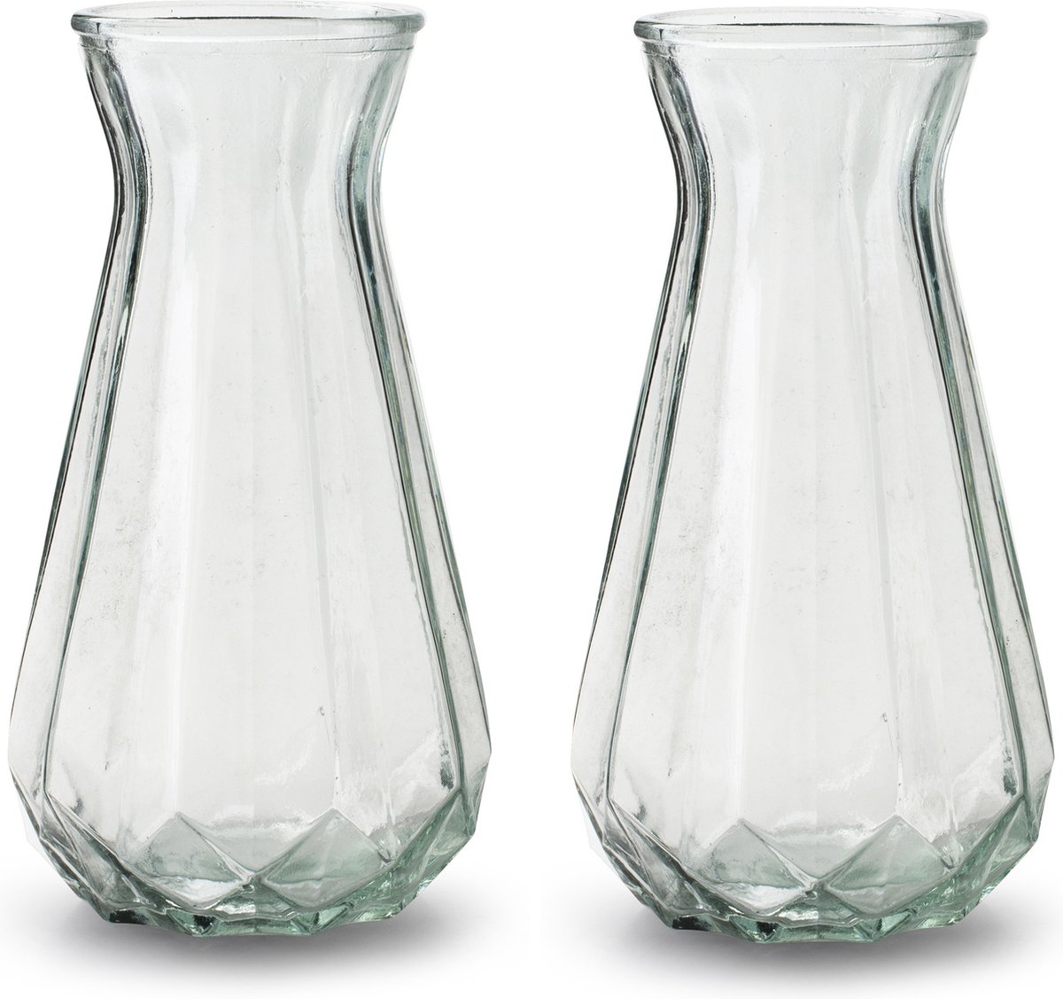 Jodeco Bloemenvaas - 2x stuks - Stijlvol model - helder/transparant glas - H24 x D13,5 cm