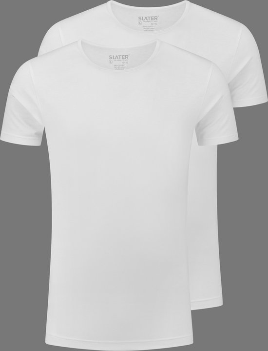 Slater 8300 10+10 T-shirts Tencel Col rond taille M 2 pack blanc Stretch NOUVEAU