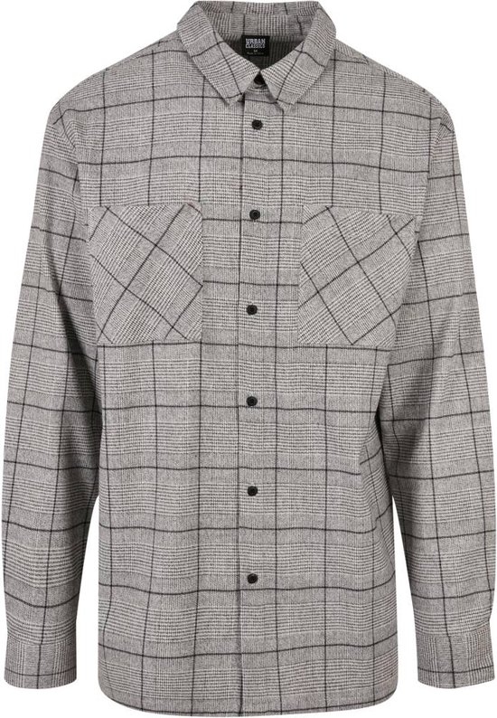 Urban Classics - Long Oversized Checked Greyish Overhemd - XL - Grijs/Zwart