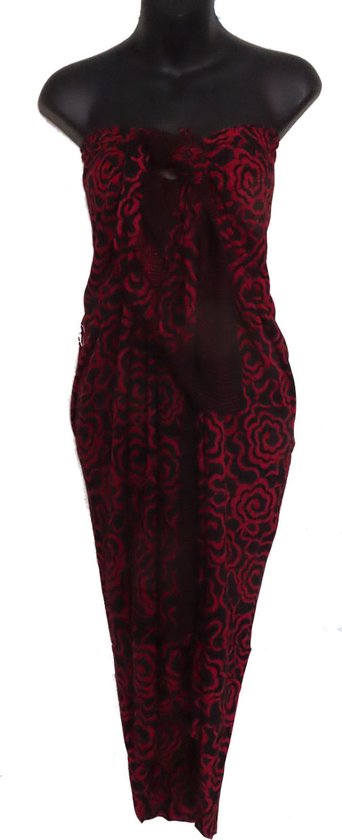 Sarong, pareo, hamamdoek, wikkelrok exclusief figuren patroon lengte 115 cm breedte 180 cm kleuren rood zwart dubbel geweven extra kwaliteit.