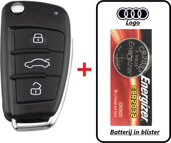 Clé de voiture 3 boutons flip key boîtier HU66ARS8 + batterie CR2032 adapté  pour clé... | bol.com