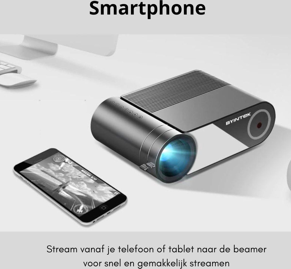 BYINTEK Mini Beamer Smartphone - Mini Beamer - Mini Projector - Mini Beamer Projector - Mini Projector Smartphone - Zwart — cadeau in Elektronica - foto 4