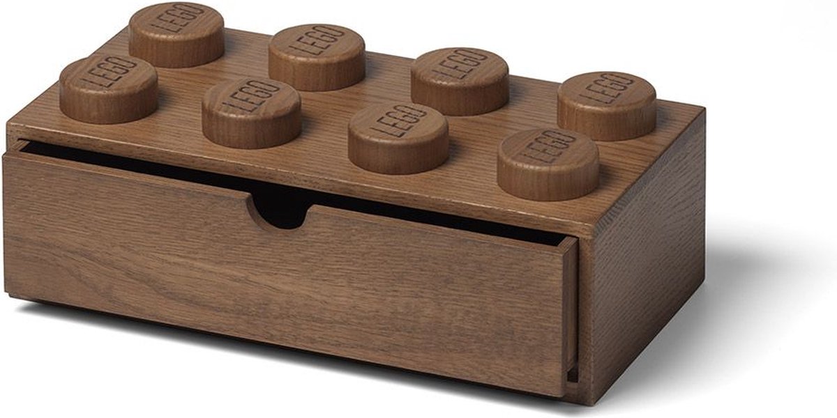 Houten bureaulade met 8 noppen - donker eiken
