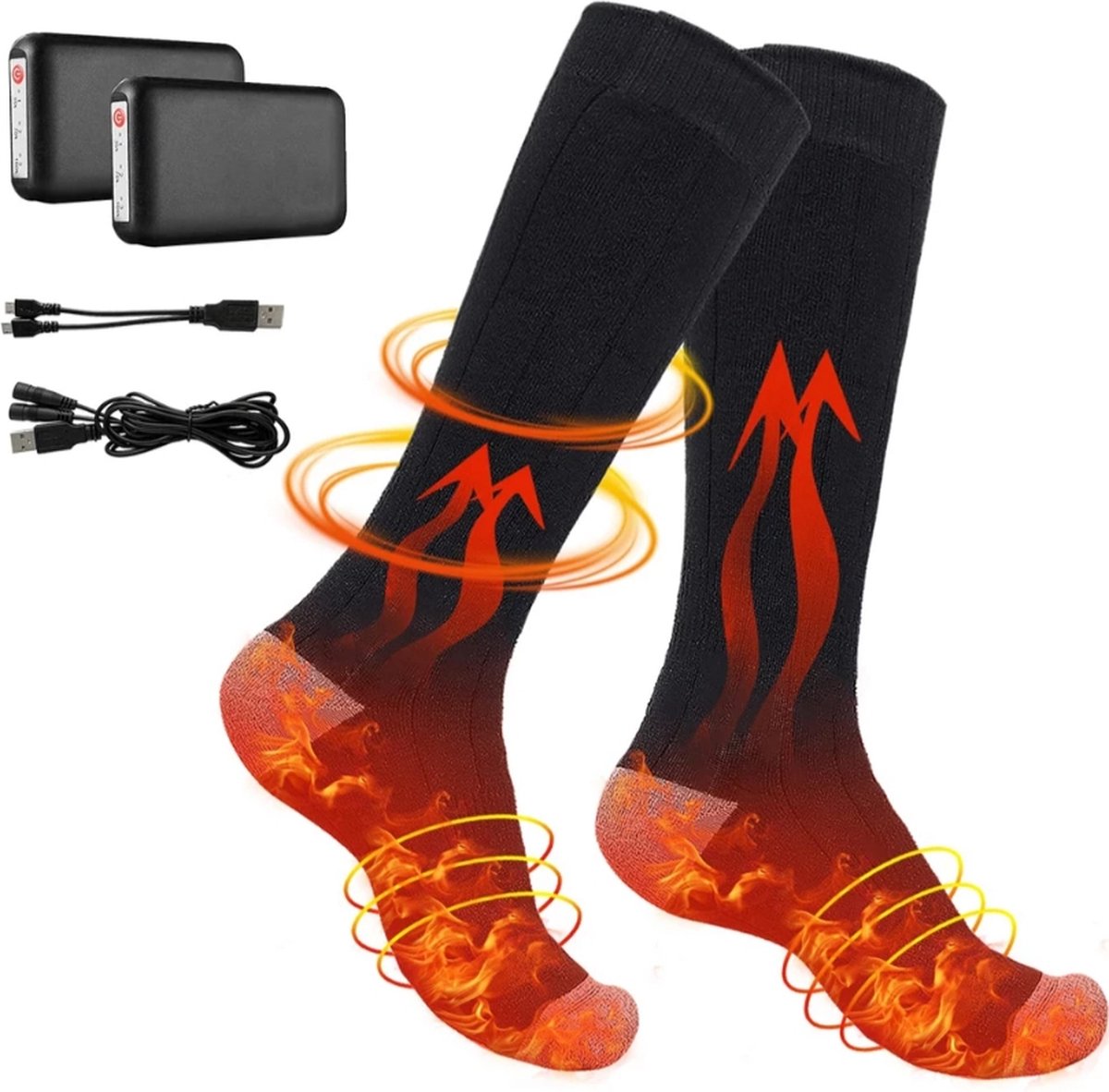 SensorPro - Verwarmde Sokken Elektrisch - Accu's met Oplaadkabel - One size fits all - Unisex - Thermosokken - Zwart - Elektrische Sokken