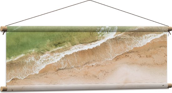WallClassics - Affiche Textile - Mer Verte sur la Plage - 90x30 cm Photo sur Textile