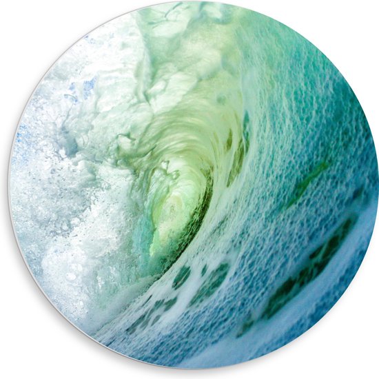 PVC Schuimplaat Muurcirkel - Grote Watergolf in de Zee - 50x50 cm Foto op Muurcirkel (met ophangsysteem)