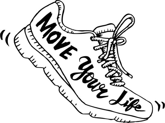 Auto Sticker- Tekst Schoen Move Your Life - Quote Deursticker - Spreuken Muursticker