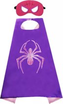 Superhelden Verkleedset Spin Meisje - Cape en Masker Verkleedpak - Superhelden Pak - Paars - Roze - Verkleedkleren Meisje - Kinderen - Spinnen Masker - Carnaval - Verkleedkleren Meisje - Verkleedkleding - Kostuum - Halloween kostuum - Spider - Girl