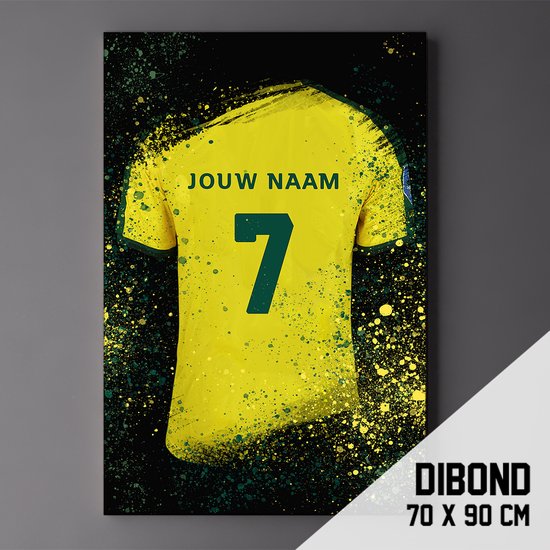 Fortuna Sittard - Poster - Schilderij - Voetbal Shirt Op Dibond 70 x 90 cm + ophangsysteem (gepersonaliseerd, naam + nummer)