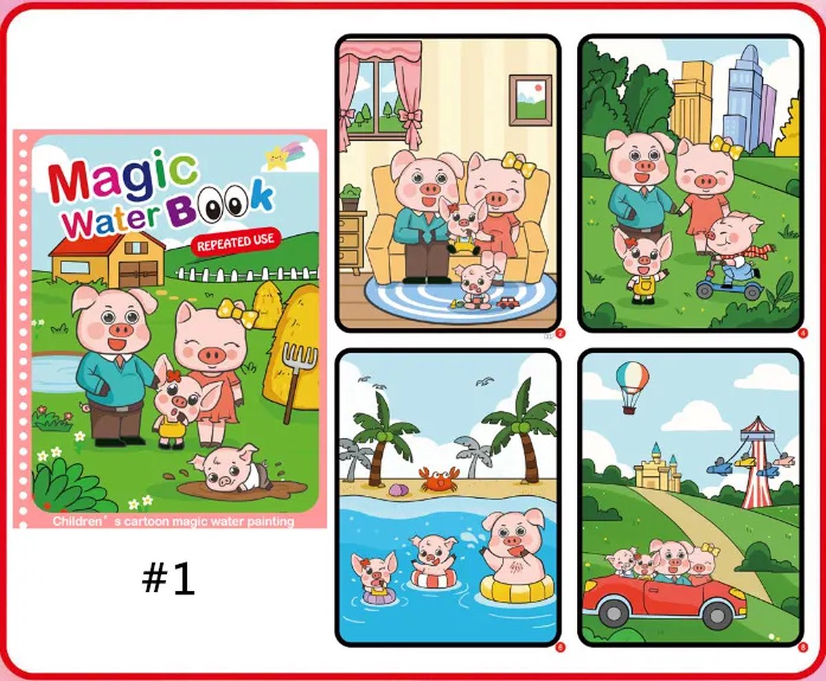 4 Pièces Livre de Dessin Magique de L'eau, Livres de Coloriage à L'eau,  Magic Water Book avec Stylo, Livre de Peinture à L'eau pour Enfants :  : Jeux et Jouets