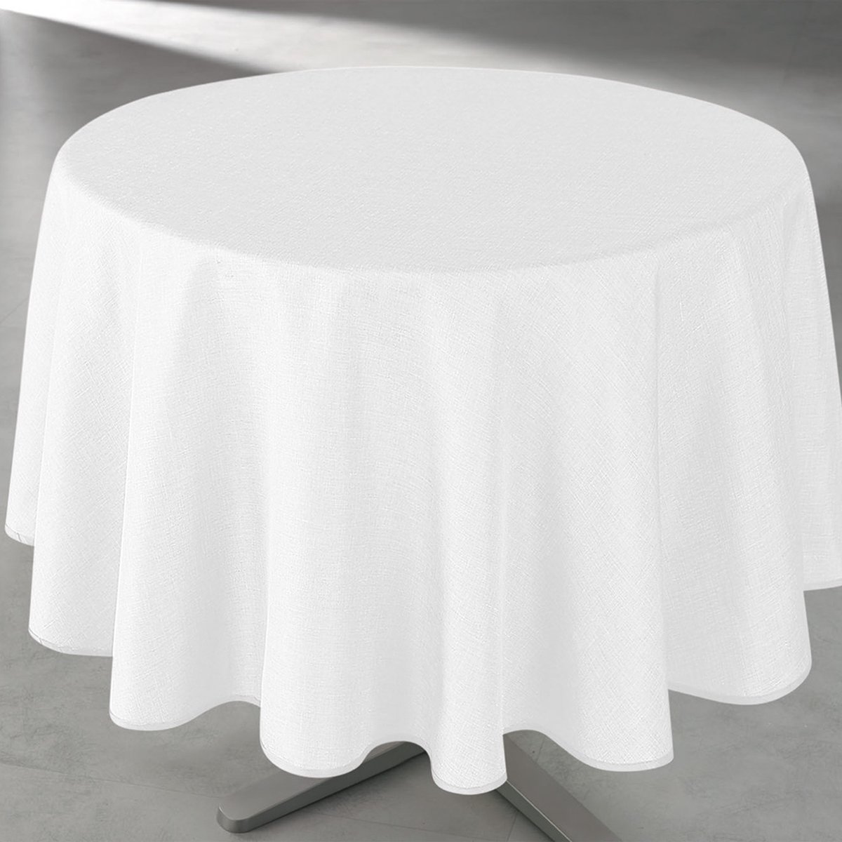 LINNENLOOK ROND 160 CM WIT