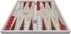 Afbeelding van het spelletje Backgammon rood/wit - Maat XXL 48cm - Tavla met schaakbord op buitenkant - koffer met magnetische sluiting