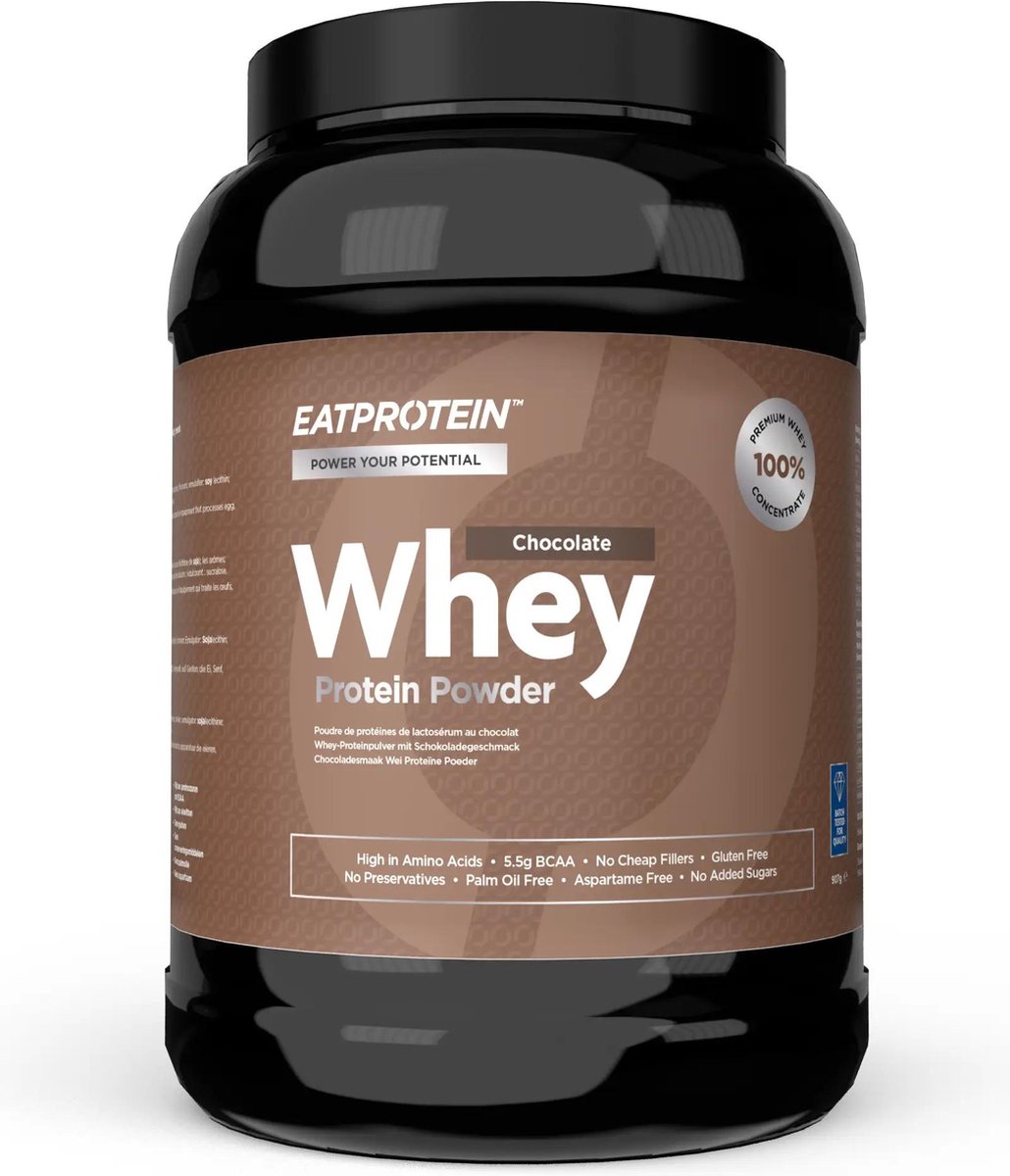 Chocolade Smaak Whey Protein Poeder (907g / 30 doseringen) Glutenvrij - Koolhydraatarm - Veel aminozuren met BCAA | Wei Proteïne | Whey Eiwit | Eiwitshake | Eiwitten | Proteine Poeder