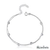 OZ Jewels Tweedradige Zilveren Armband met Zirkonium Diamanten - Accessoires - Liefdessieraden - Valentijnsdag - Cadeau - Moederdag - Love Armband - Sieraden Dames - In mooie geschenkverpakking