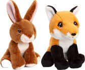 Keel Toys - Pluche knuffels konijn en rode vos vriendjes 12 cm