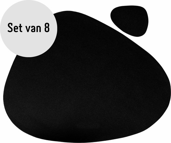 Set de table et sous-verre Krumble - 8 pièces - Set de table Design avec sous-verre - Zwart