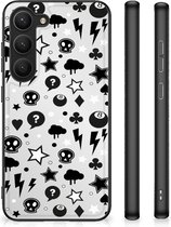 Silicone Back Cover Geschikt voor Samsung Galaxy S23 Telefoonhoesje met Zwarte rand Silver Punk