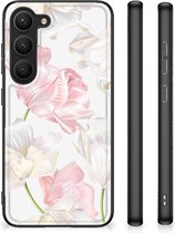 Back Case TPU Siliconen Hoesje Samsung Galaxy S23 GSM Hoesje met Zwarte rand Mooie Bloemen
