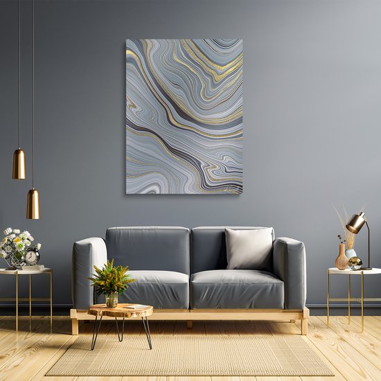 Luxe Canvas Schilderij River of Gold | 60x40 | Woonkamer | Slaapkamer | Kantoor | Muziek | Design | Art | Modern | ** 4CM DIK! 3D EFFECT**