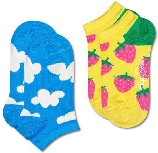 Happy Socks kids 2P sneakersokken cloudy strawberry multi - 28-31