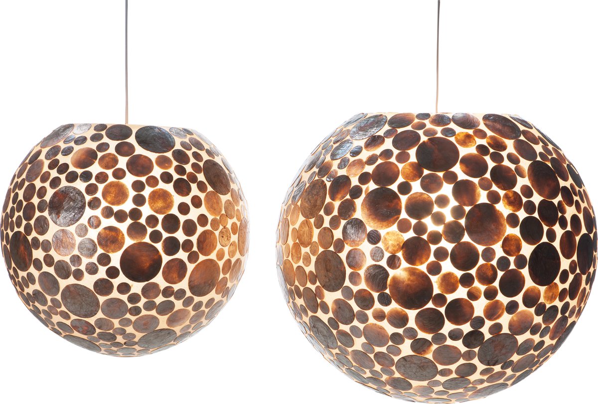Design Hanglamp Bol handgemaakt woonkamer slaapkamer coins gold capiz schelp Ø 50 cm