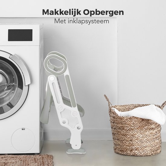 LifeGoods WC Verkleiner - Toilettrainer met Opstapje - Opvouwbaar - 2 tot 7 Jaar - Grijs/Wit