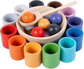 Balls and Cups Houten Sorteerspel - KLEUREN en VORMEN - Motoriek Montessori Speelgoed - Educatief speelgoed voor Jongens en Meisjes