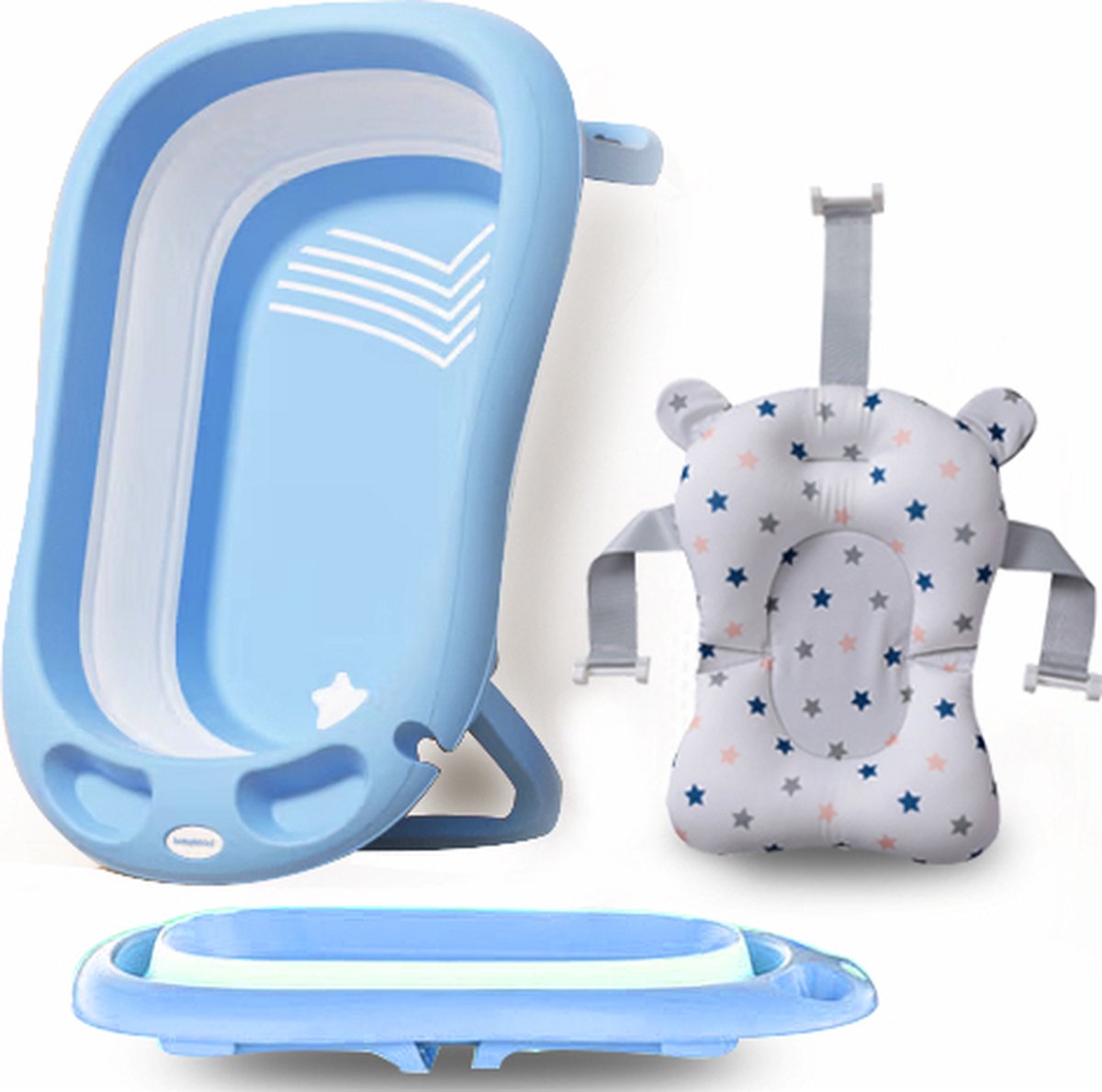Goedkoopste K IKIDO Babybadje - Opvouwbaar Bad Baby - Inclusief Badkussen - Peuterbadje - Blauw