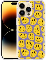 Geschikt voor Apple iPhone 14 Pro Max Hoesje Smileys - Designed by Cazy