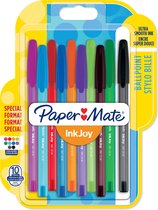 Stylo à bille Paper Mate InkJoy ™ 100 stick, différentes couleurs d'encre, pointe moyenne 1 mm, corps transparent en différentes couleurs (blister 10 pièces)