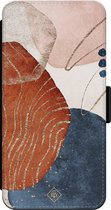 Casimoda® bookcase - Geschikt voor iPhone 14 Pro - Hoesje met pasjeshouder - Abstract Terracotta - Rood - Kunstleer