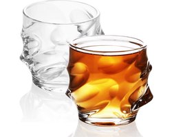 Intirilife 2x whiskyglas in CRYSTAL CLEAR 'SCULPTURED' - ouderwets whisky kristallen glas loodvrij in sculptuur ontwerp vaatwasserbestendig perfect voor scotch, bourbon, whisky en nog veel meer. Image