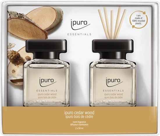 Ipuro Geurstokjes Essentials Cedar Wood 50 ml - 2 Stuks - Ipuro