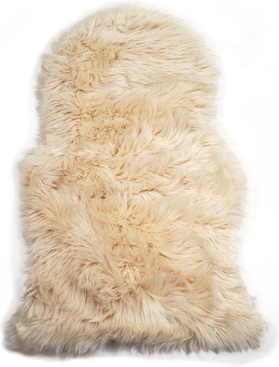 Tapis en Peau de Mouton Oslo - Imitation Fourrure - 60 x 90 cm - Ecru - HOOMstyle