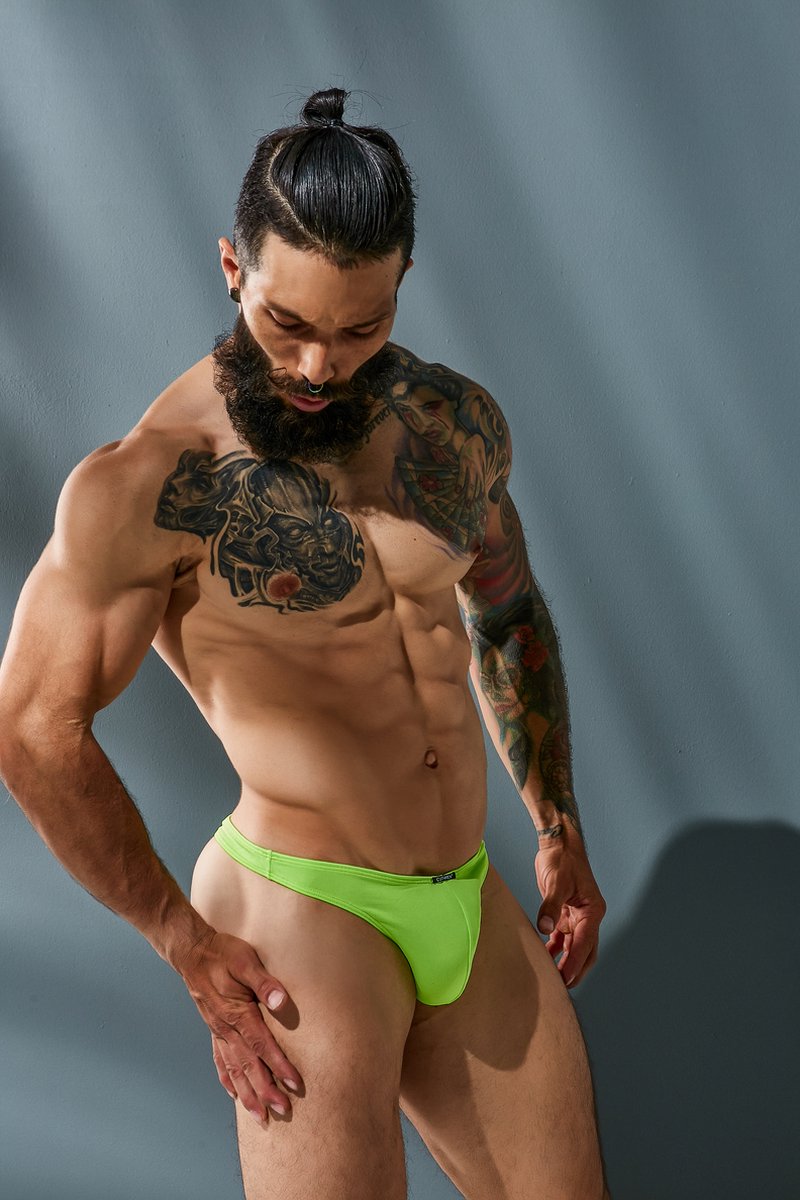 Goedkoopste Body Pleasure Thong Heren Ondergoed Neon Groen - Size M