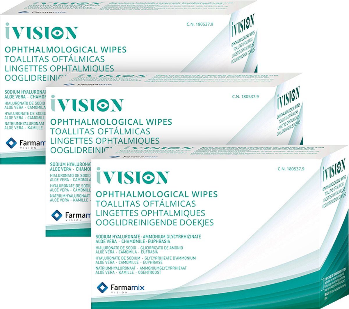 Ivision Ooglidreinigende Doekjes - Met Hyaluronzuur, Aloë Vera, Euphrasia & Kamille - Voordeelverpakking - 3 x 20 stuks