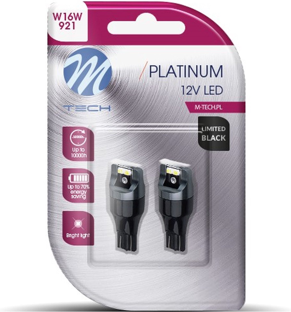 M-Tech LED - W16W 12V - Platinum - Canbus - 15x Led diode - Wit - Set
