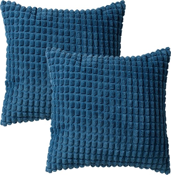Dutch Decor ROME - Sierkussen 45x45 cm - 100% polyester - effen kleur - Insignia Blue - donkerblauw - Inclusief binnenkussen