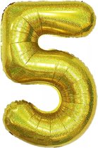 Ballon Feuille Numéro 5 Ans Or Glitter Décoration D'anniversaire Ballons À L'Hélium Décoration De Fête Avec Paille - 86cm