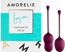 AMORELIE Liaison Set of 2 Love Balls 56g & 72g Pelvic Floor Trainer for Women Berry
