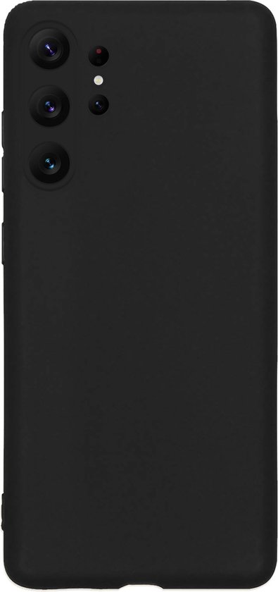 Coque de téléphone Samsung Galaxy S23 Ultra noire avec découpe pour appareil photo.