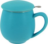 Tasse à thé avec filtre et couvercle en porcelaine bleue
